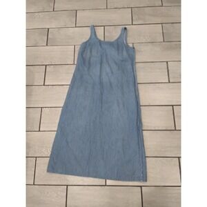 Tickets Clothing Denim Maxi Dress Blue Square Neck Sleeveless Casual Women's L